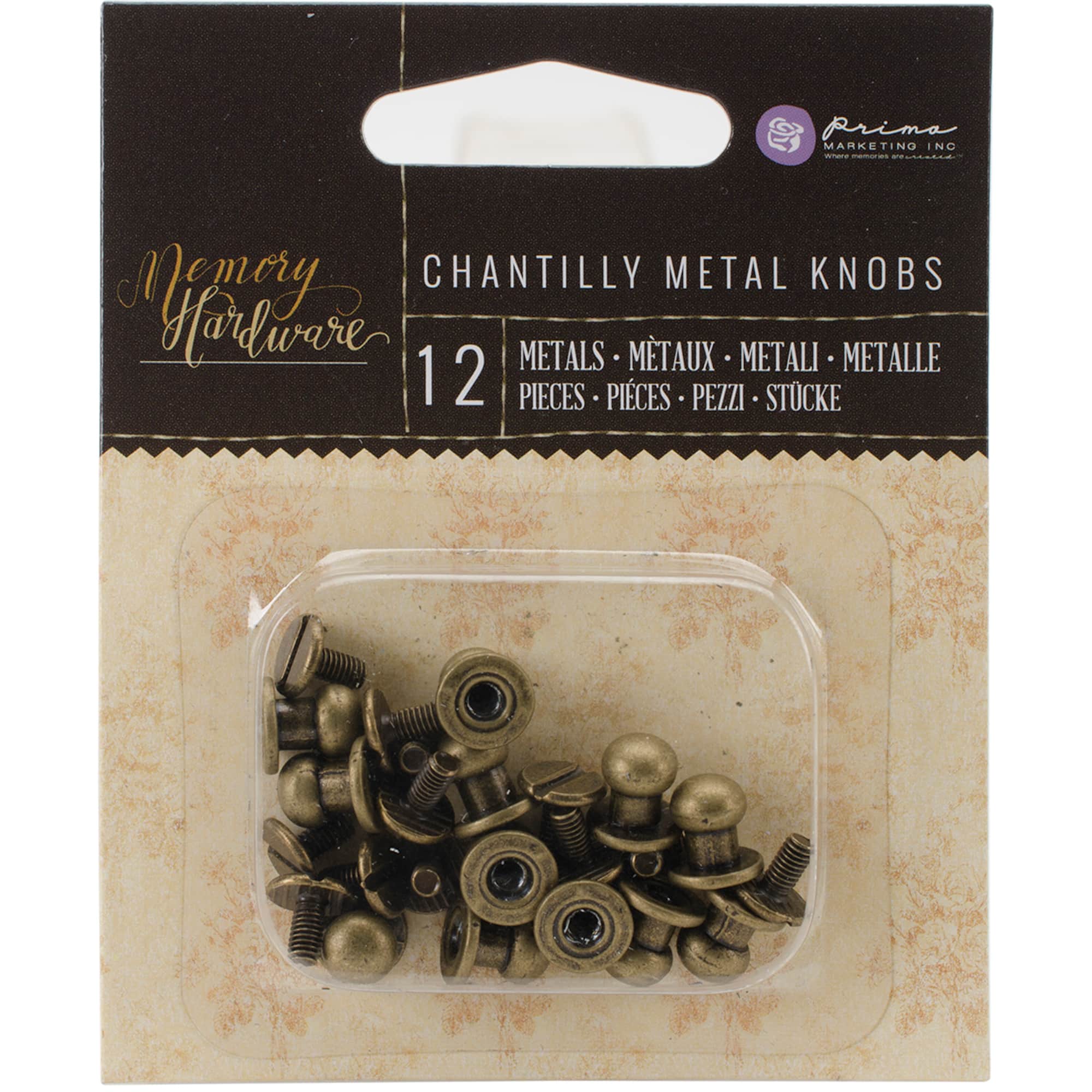 Prima® Memory Hardware Metal Knobs Embellishments, 12ct.